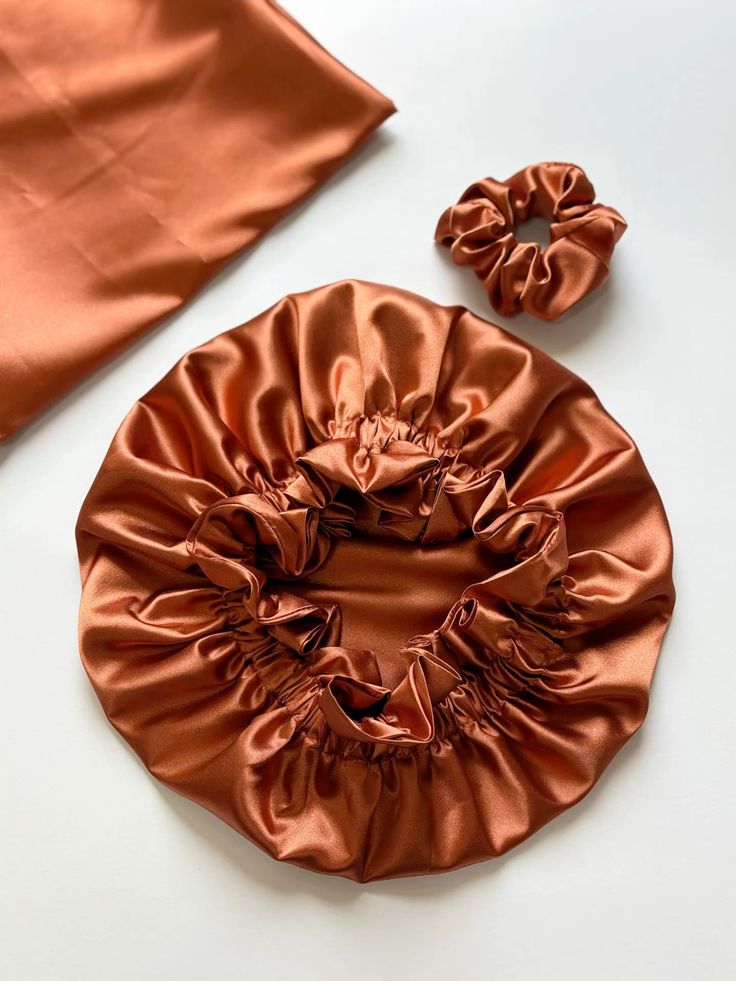 Silk hair Bonnet with silk Scrunchies- Handmade