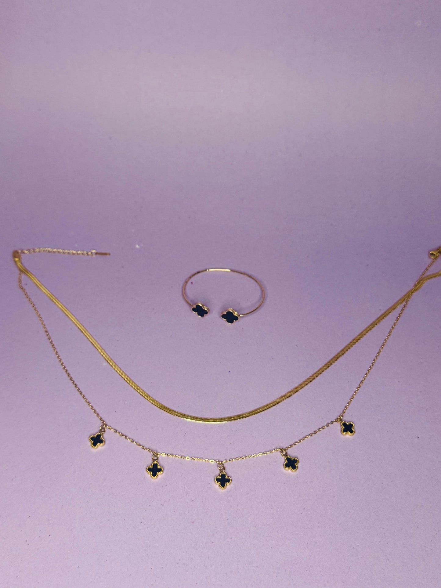 Double layer chain with Bracelet-Stainless steel