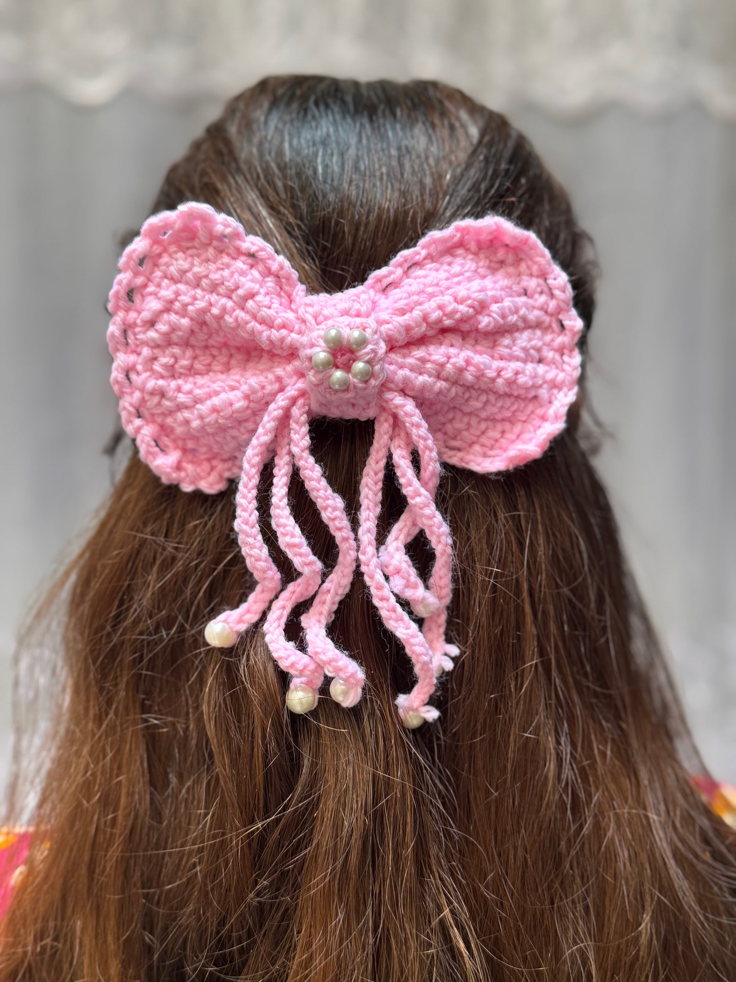 Pink Hair Bow- Handmade