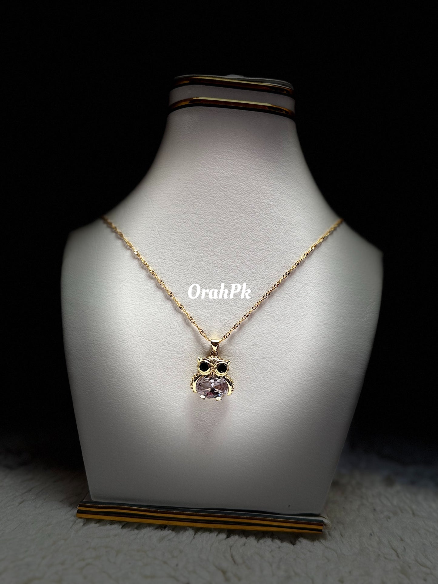 Owl with crystal Pendant-Stainless Steel