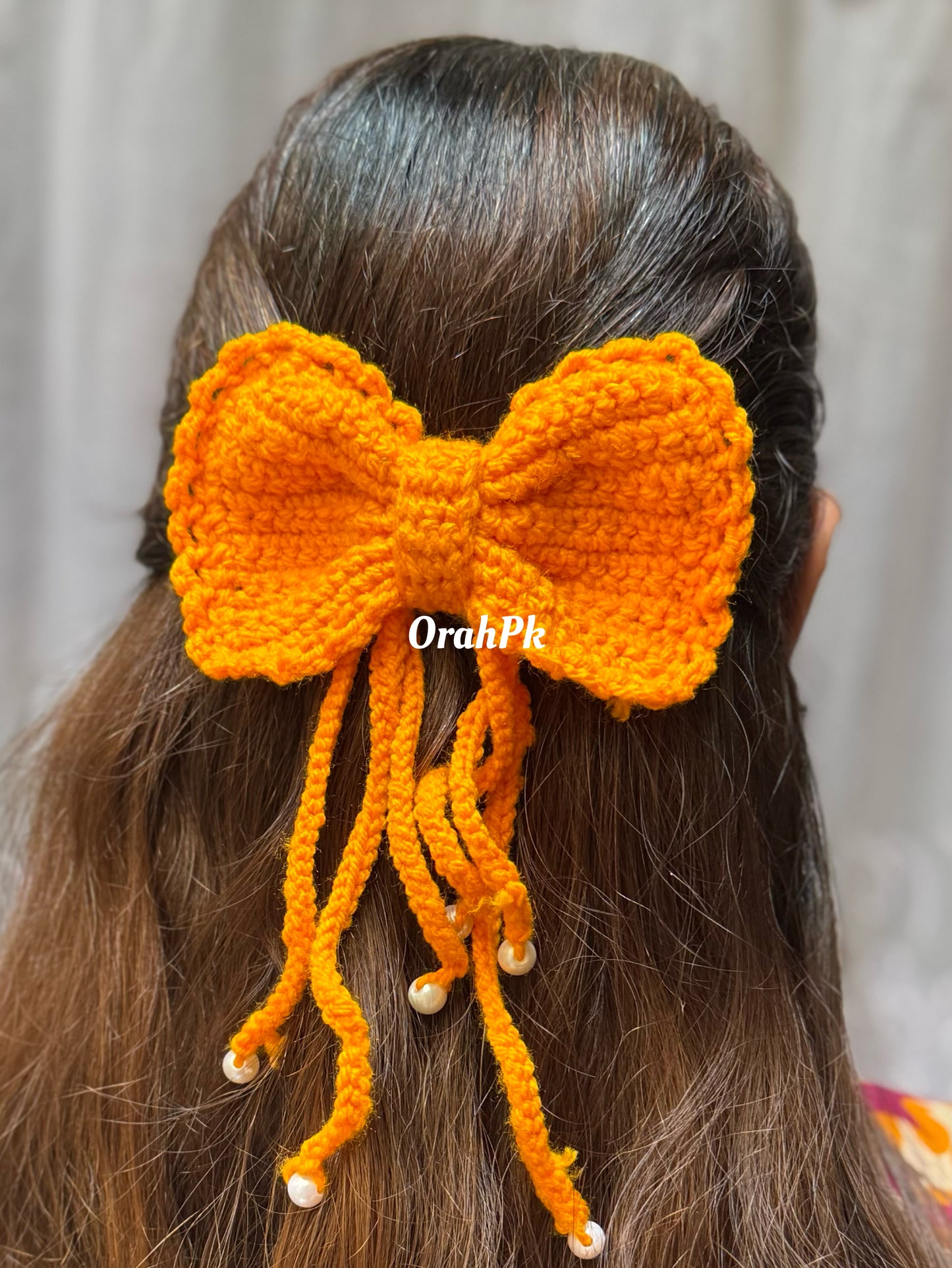 Mustard Bow hair clip-Handmade