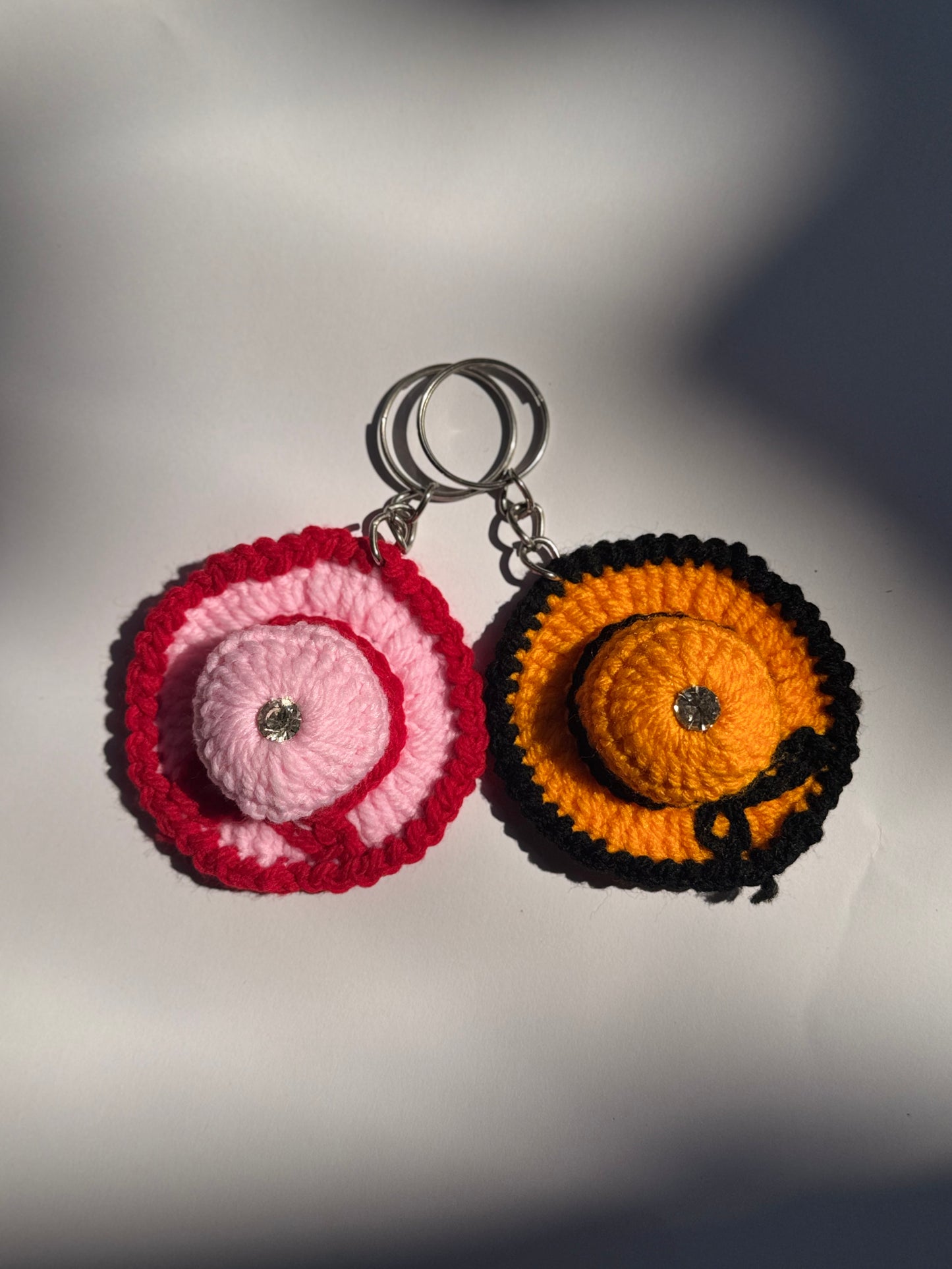 Mini Hat Keychain pair of 2 - Handmade