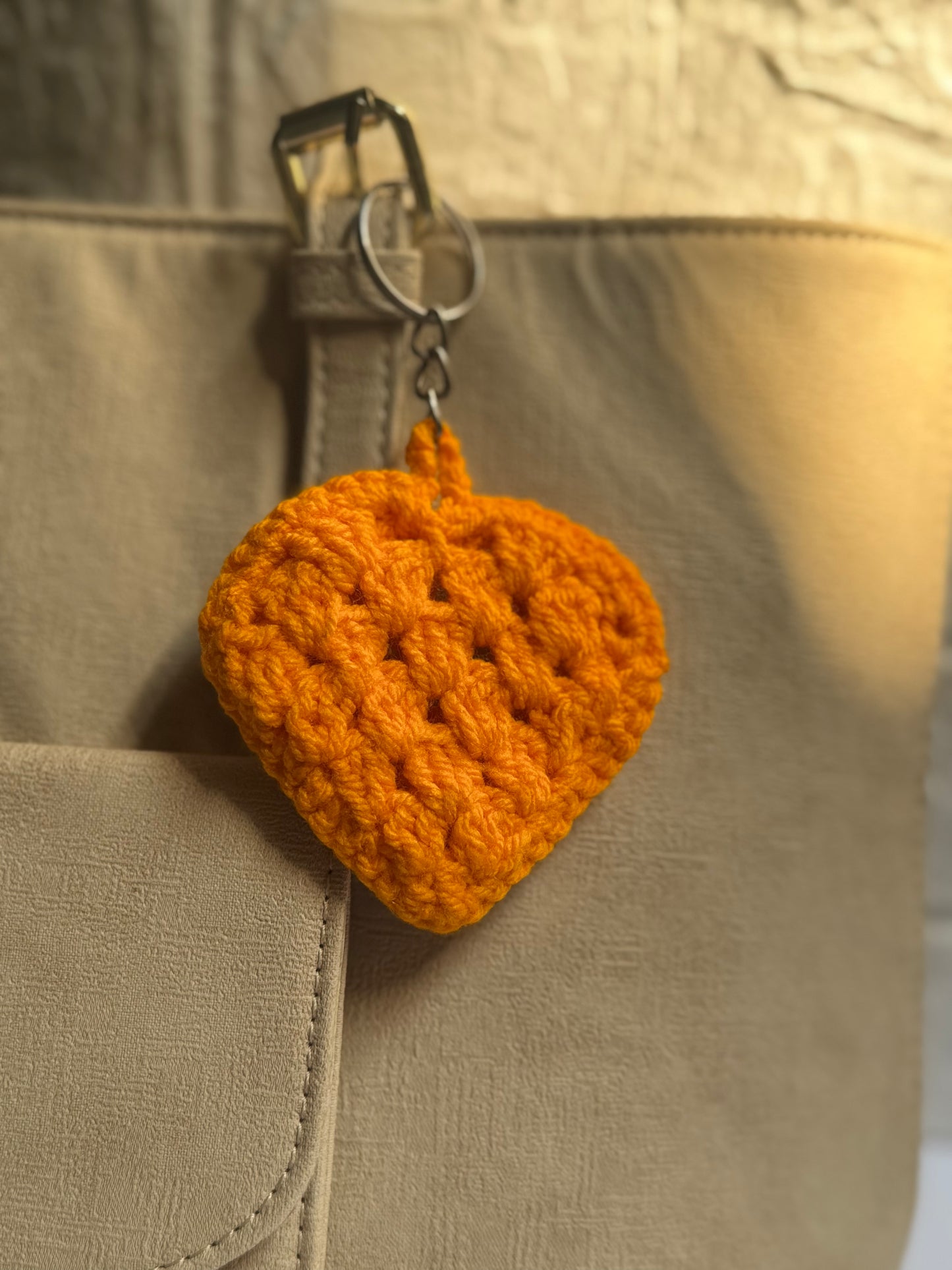 Mustard Heart Keychain-Handmade