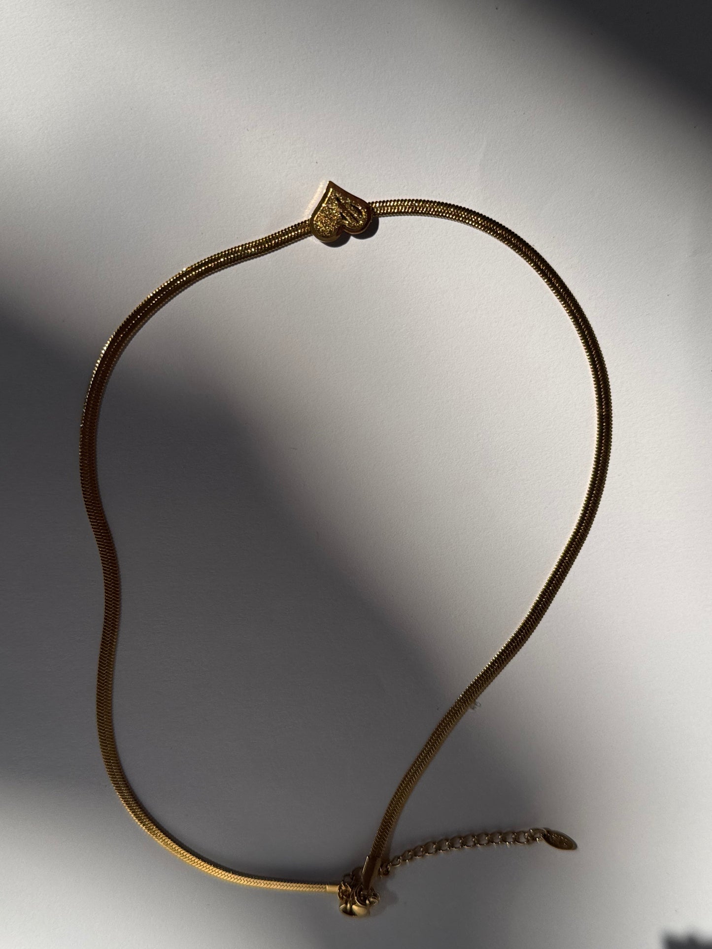 Gold Heart with snake chain - Stainless Steel