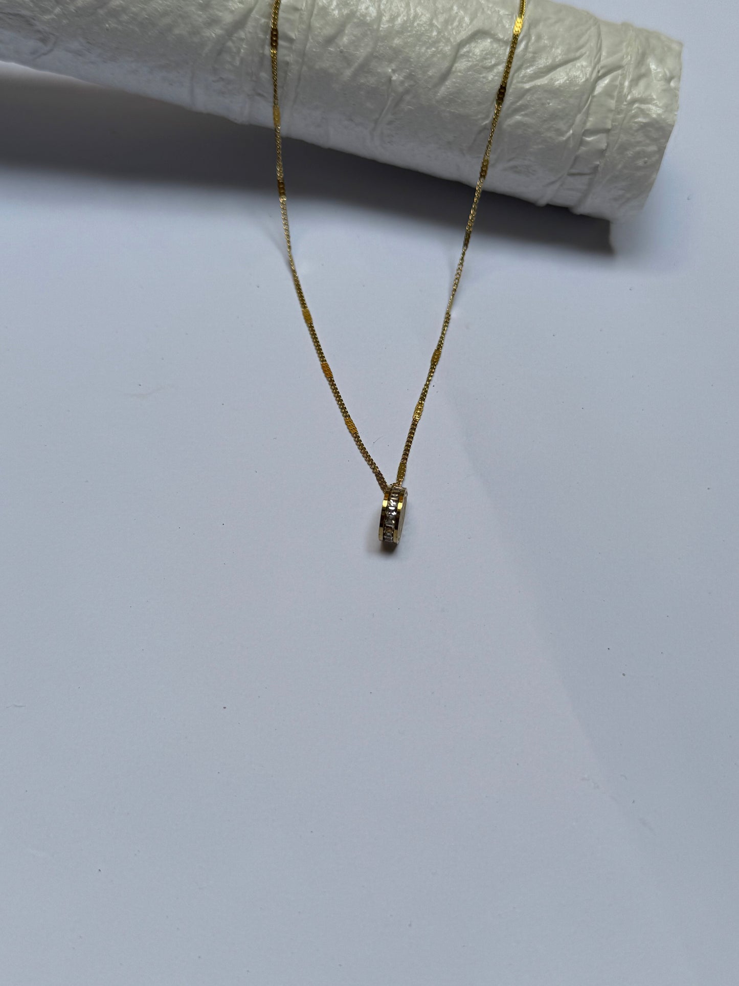 Round tag Golden Pendant - Stainless steel