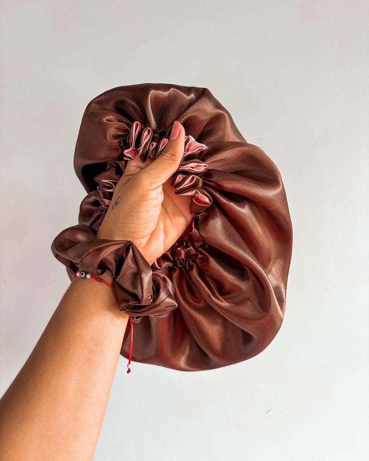 Silk hair Bonnet with silk Scrunchies- Handmade