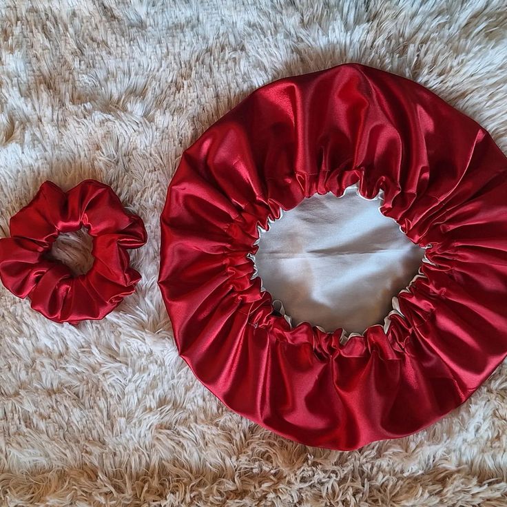 Silk hair Bonnet with silk Scrunchies- Handmade