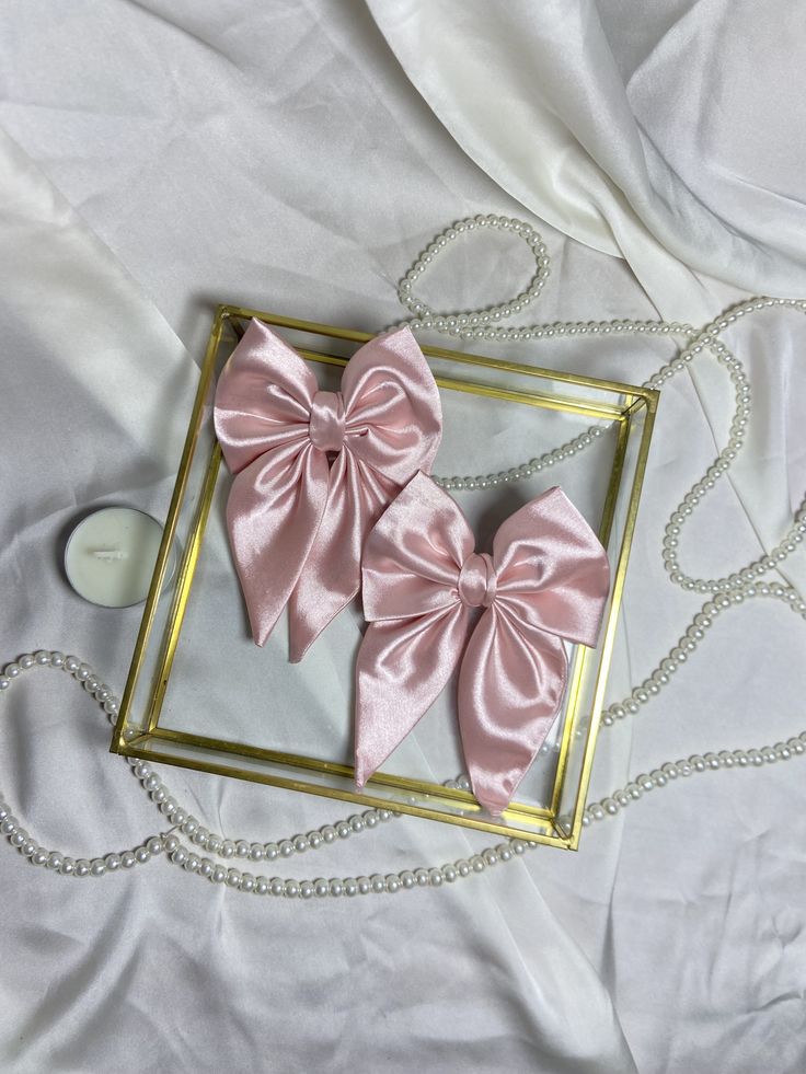 Silk Hair Bow clip pair of 2 - Handmade