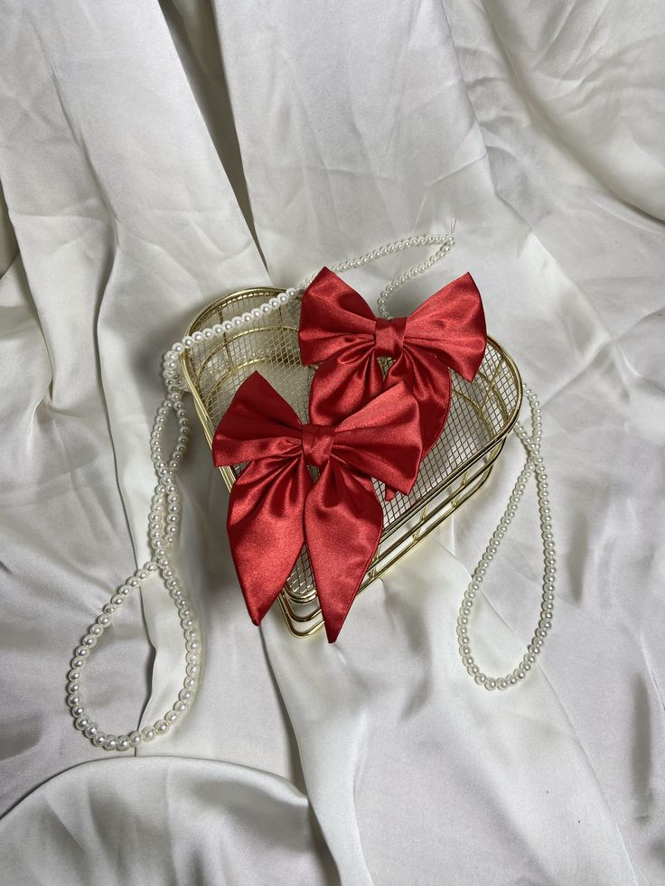 Silk Hair Bow clip pair of 2 - Handmade