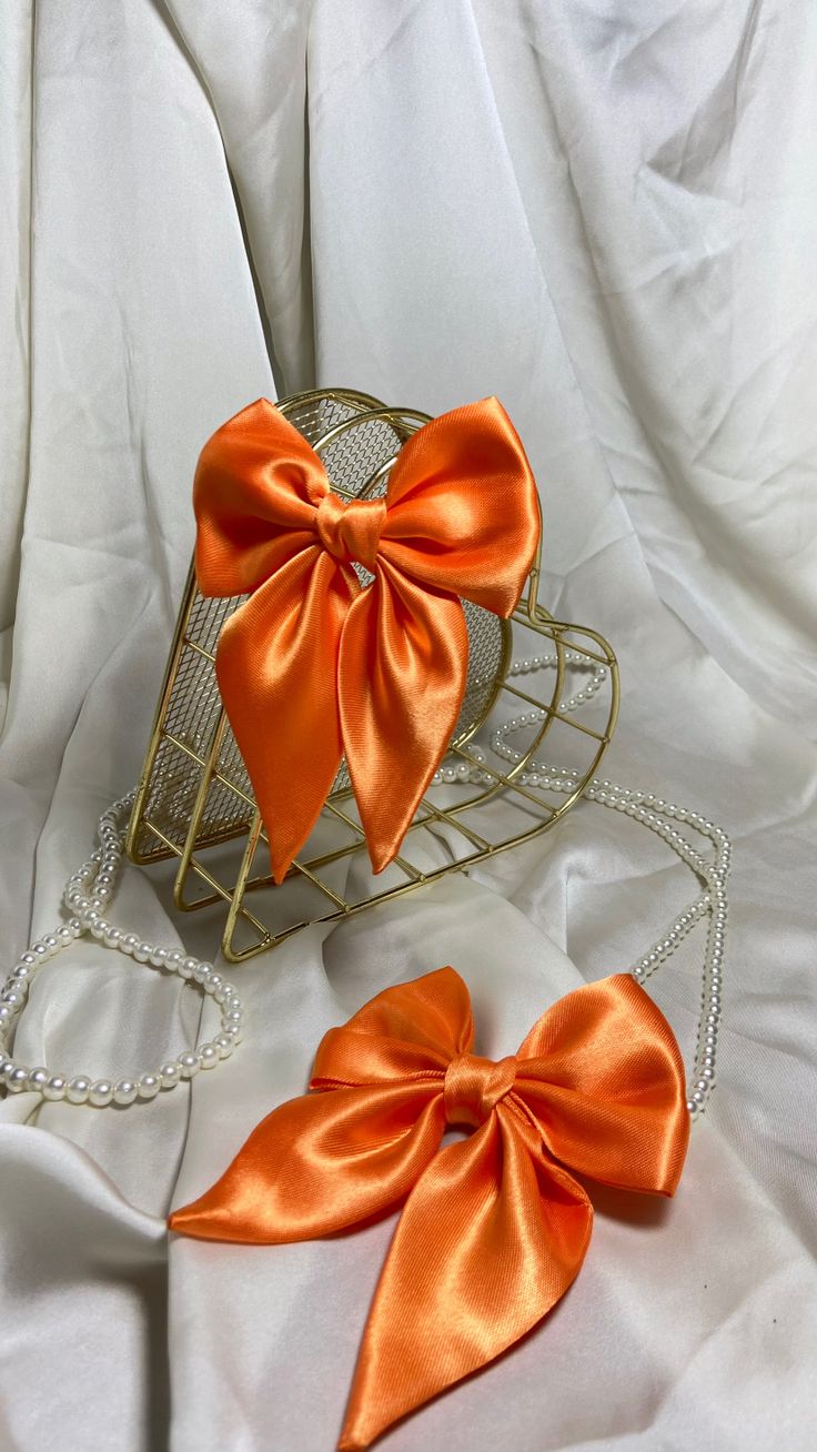 Silk Hair Bow clip pair of 2 - Handmade