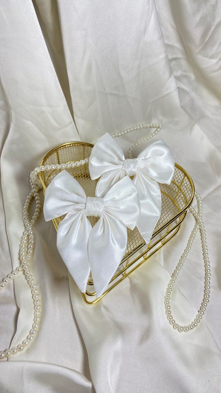 Silk Hair Bow clip pair of 2 - Handmade