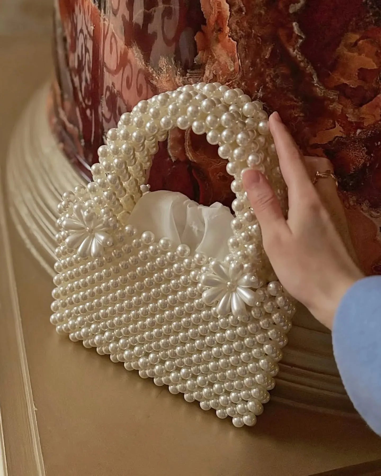 White Beaded Bag