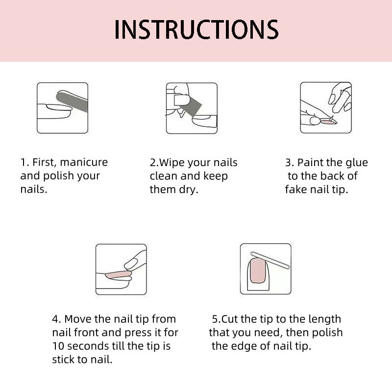 Pink Girl Crystal Nails with Glue