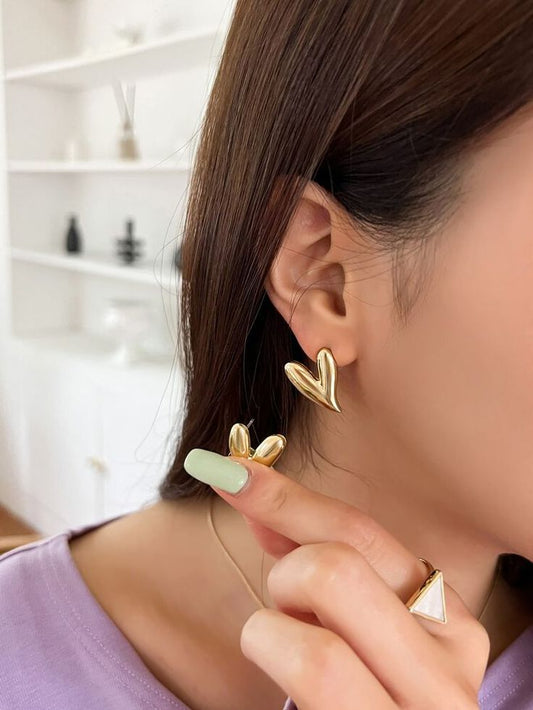 Cute Heart Studs - Stainless Steel