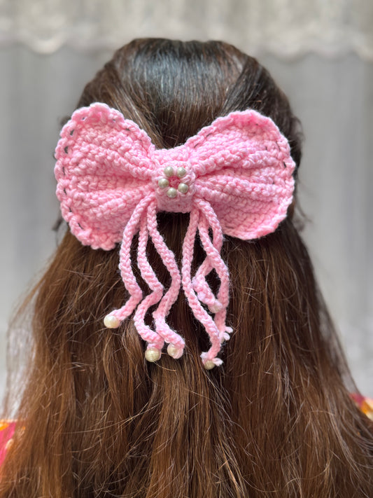 Pink Hair Bow- Handmade