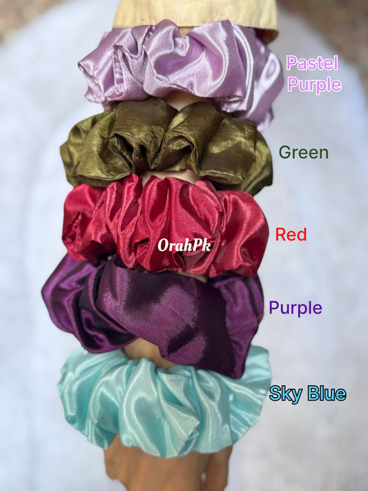 Set of 3 Silk Hair Scrunchies-Handmade