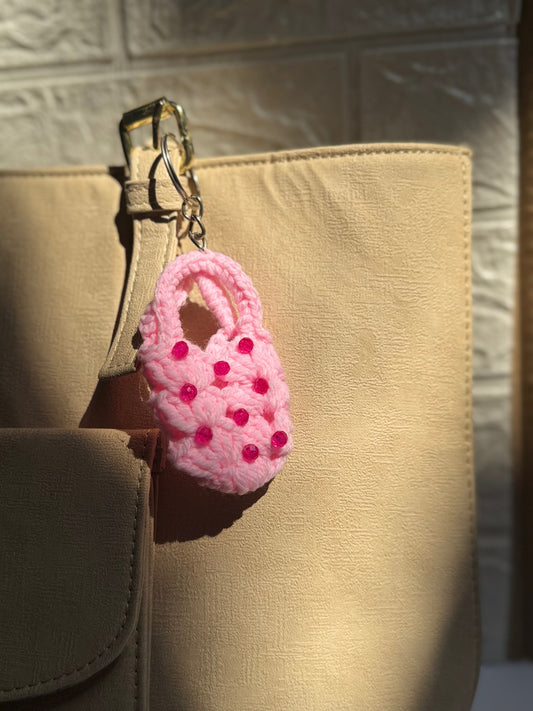 Pink Mini Bag Keychain-Handmade