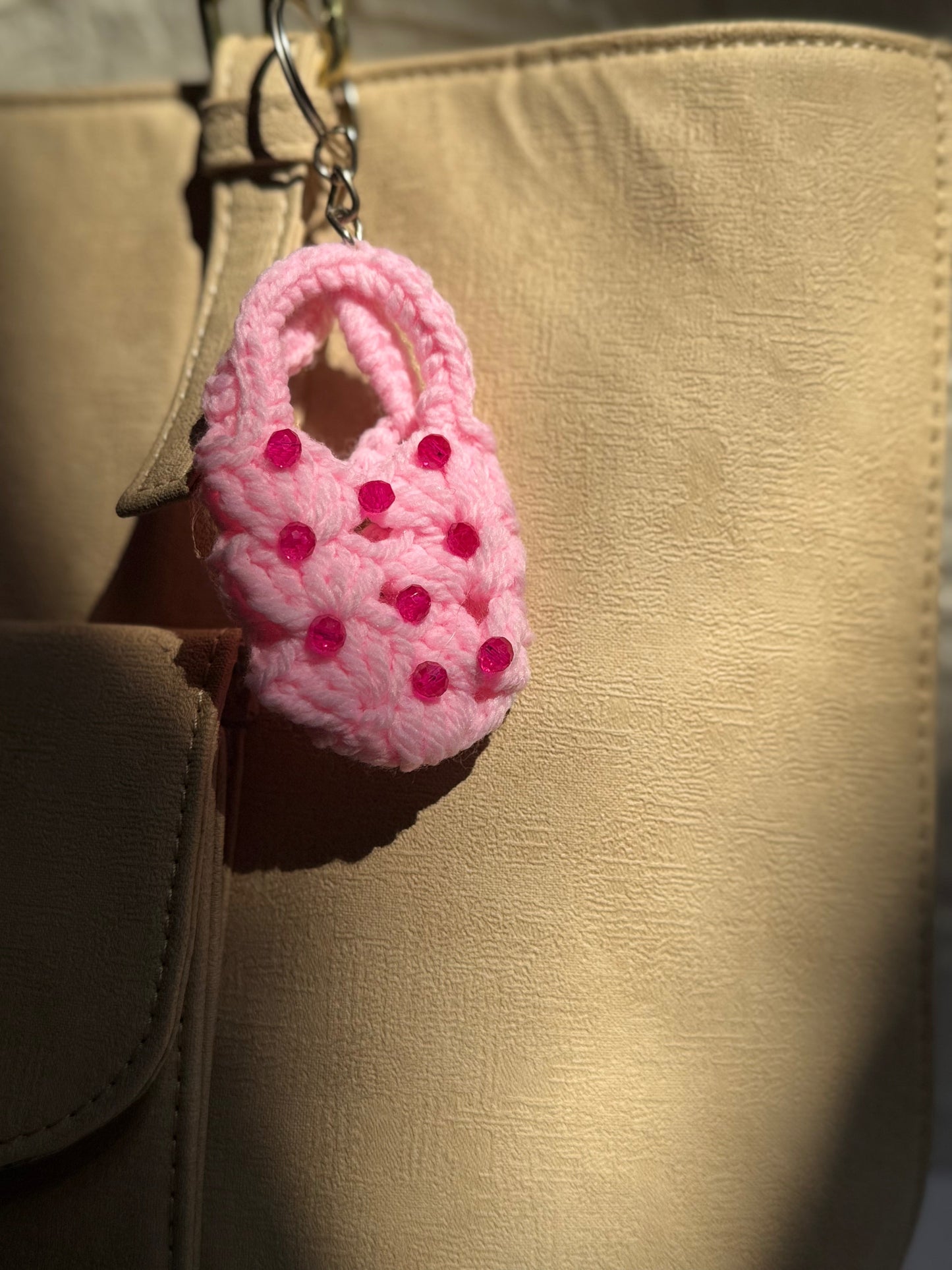 Pink Mini Bag Keychain-Handmade