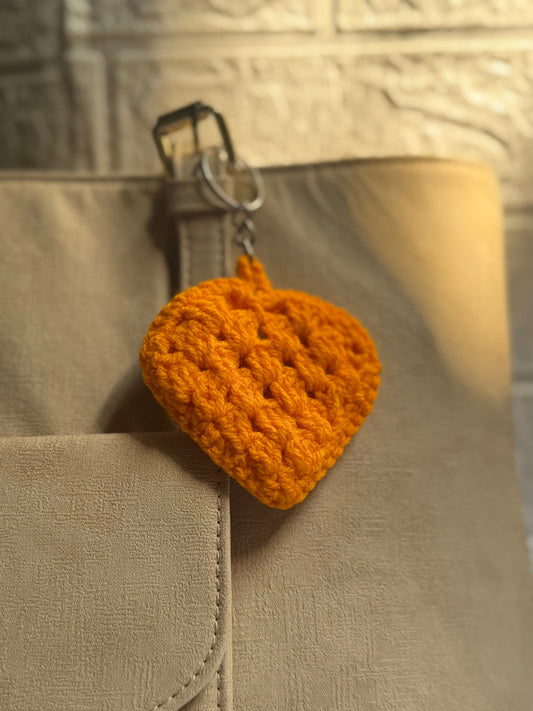 Mustard Heart Keychain-Handmade