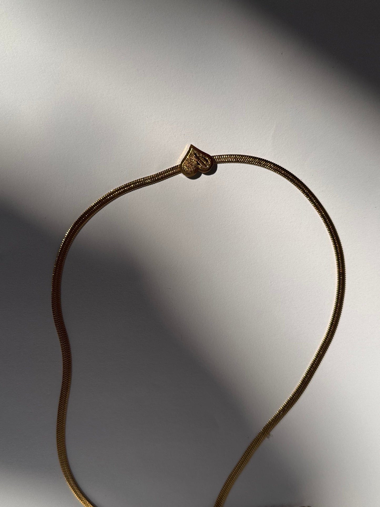 Gold Heart with snake chain - Stainless Steel