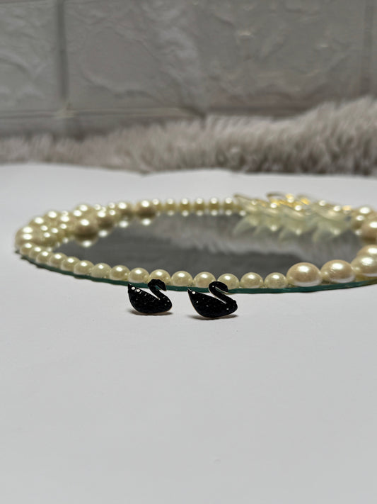 Swan duck Ear stud - Handmade