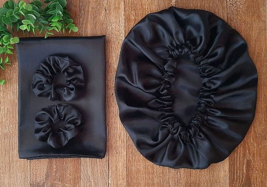 Silk Hair Bonnet with 2 scrunchies - Handmade