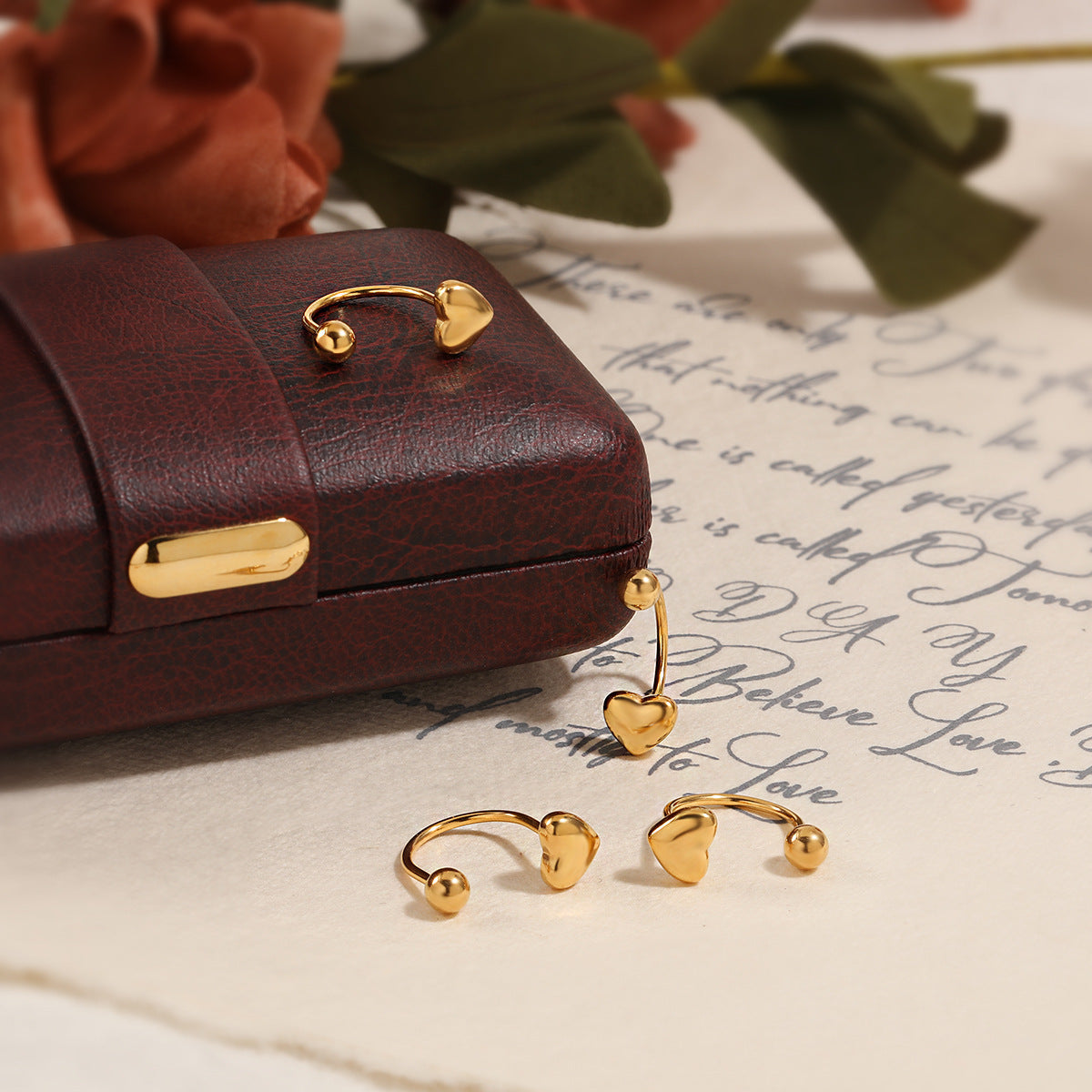 Gold Heart Ear Studs