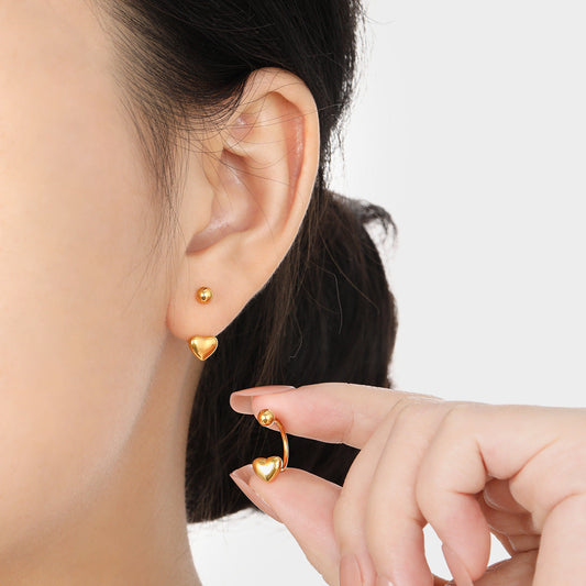 Gold Heart Ear Studs