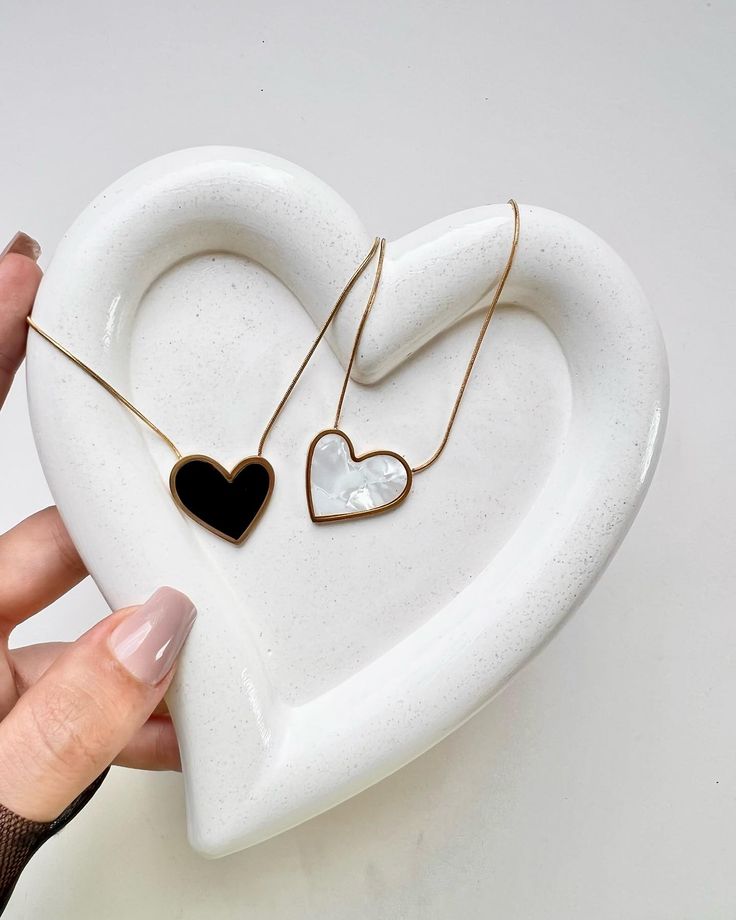 Heart Shaped Acrylic Pendant Necklace - Stainless Steel