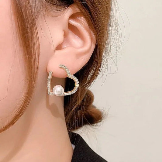 Pearl Heart Gold - Earring