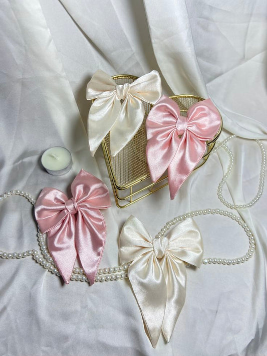 Silk Hair Bow clip pair of 2 - Handmade