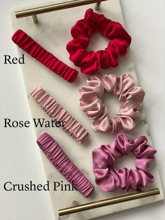 Pair of silk hair care scrunchies - Handmade