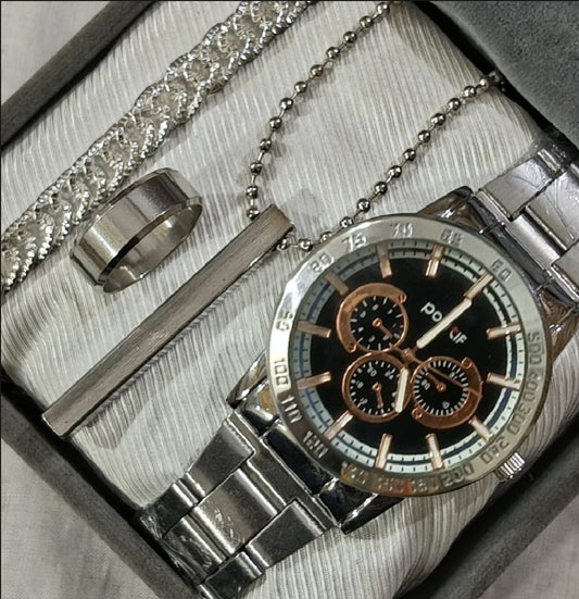 Business steel straps round dial wrist watches- hand watch-silver watch
